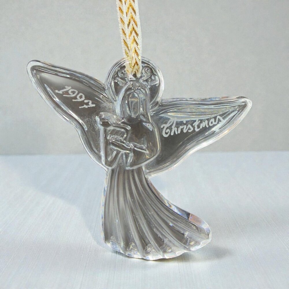 Waterford‎ 1997 Clear Crystal Angel Christmas Ornament Glass Figurine Marked